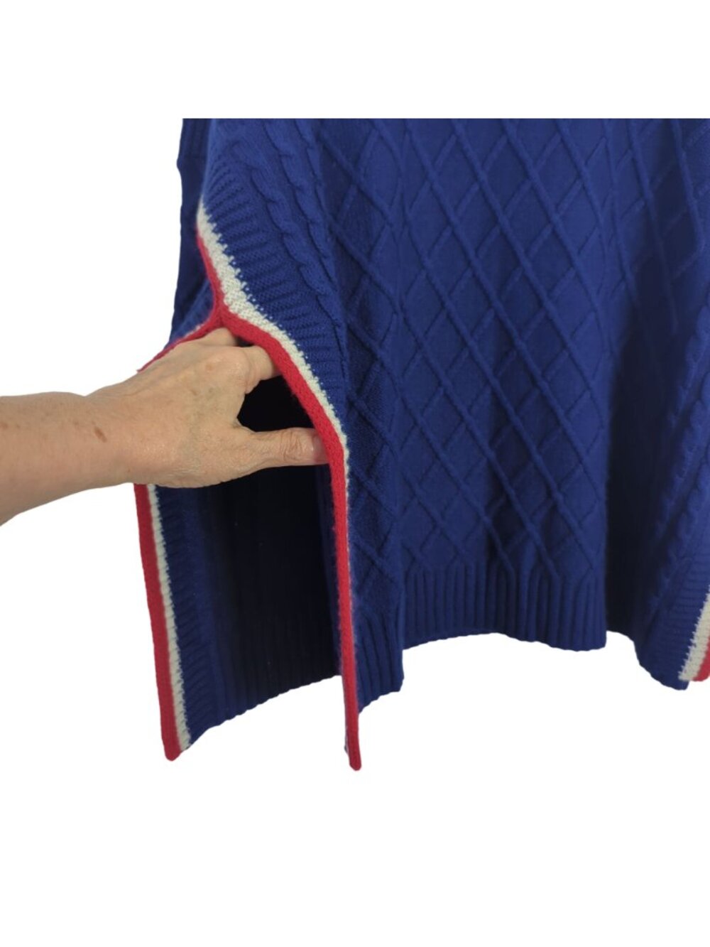Mersea Sailor Sweater Womens OS Navy Blue Red White Lattice Knit Relaxed Pullove - Picture 5 of 15
